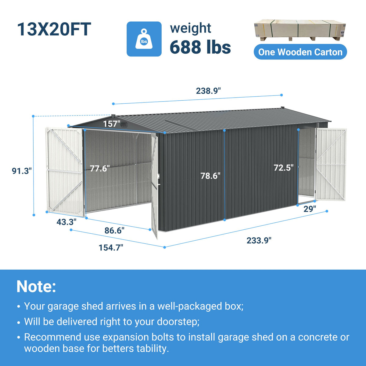 Outdoor Storage Shed 20x13 FT, photo 7 of 10