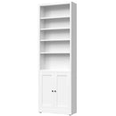 Bookcase Tall 5-Tier Adjustable Storage Shelf With Door Deep - White by HouseOfZazla