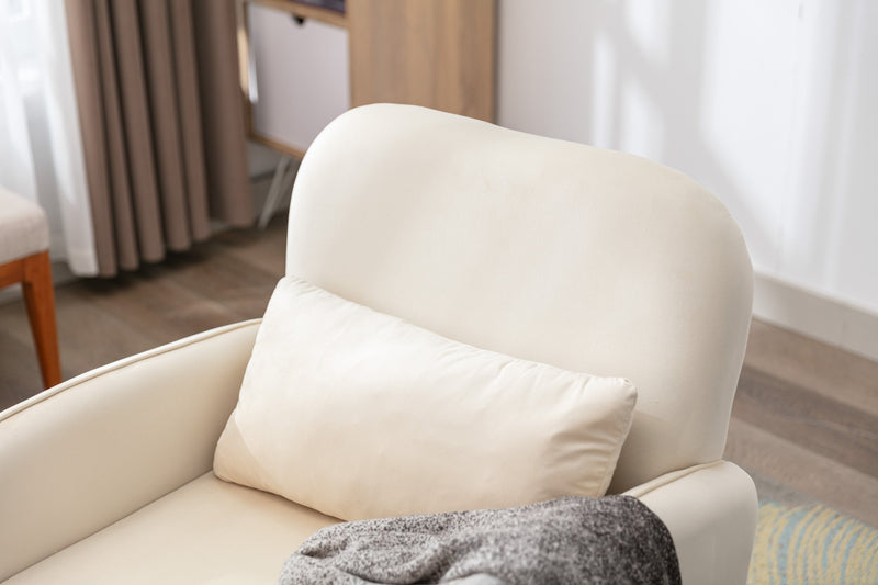 Accent chair, KD solid wood legs with black painting. Fabric cover the seat. With a cushion.