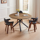 47.25" Round MDF Coffee Table End Table Short Leisure Tea Table Cross Legs Metal Base,Walnut