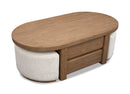 Hayden - Lift Top Storage Cocktail Table With Casters And Two Upholstered Stools - Golden Oat