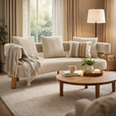 Luxe 76.5 in. Curved 3-Seater Modern Upholstered Boucle Sofa, Sesame by HouseOfZazla