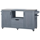K&K 66.5' Outdoor Kitchen Island for Big Green Egg Grills, Solid Wood Outdoor Grill Cart for Tabletop Grill with Stainless Steel Top, Drawer, Compatible with Large Big Green Egg, Kamado Joe- Grey Blue by Montret
