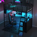 Loft Bed With LED Desk And 4 Storage Shelves by Unique Piece Furniture