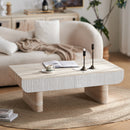 Mid Century Modern Coffee Table with Faux Marble Tabletop