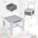 Kids Table Chairs Set With Storage Boxes Blackboard Whiteboard Drawing by LJGDeals