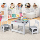 Kids Table Chairs Set With Storage Boxes Blackboard Whiteboard Drawing by LJGDeals