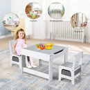 Kids Table Chairs Set With Storage Boxes Blackboard Whiteboard Drawing by LJGDeals