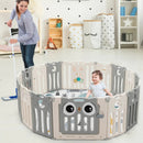 16-Panel Baby Activity Center Play Yard with Lock Door -Beige by LJGDeals