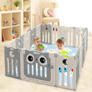 16-Panel Baby Activity Center Play Yard with Lock Door -Beige by LJGDeals