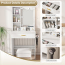 Vanity Desk Set with LED Lighted Mirror & Padded Stool