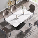 63" Modern Artificial Stone Straight Edge Metal X-Leg Dining Table, 6 People - White / Black by HouseOfZazla