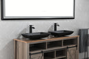 14.38" L -22.25" W -4-3/8 in. H Matte Shell Glass Rectangular Vessel Bathroom Sink in Black with Faucet and Pop-Up Drain in Matte Black