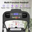 Foldable Electric Treadmill With 2.5Hp Motor, 12Km / H Speed, 3 Incline Levelstooth Music, Heart Rate Sensor, Spacious Running Belt For Indoor - Black by HouseOfZazla