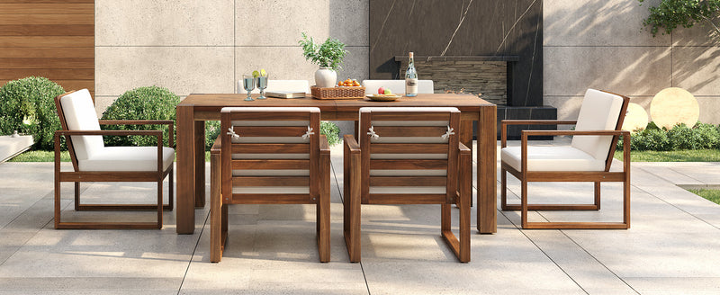 TREXM Patio Table and Chairs Set for 6 with Umbrella Hole, photo 3 of 10