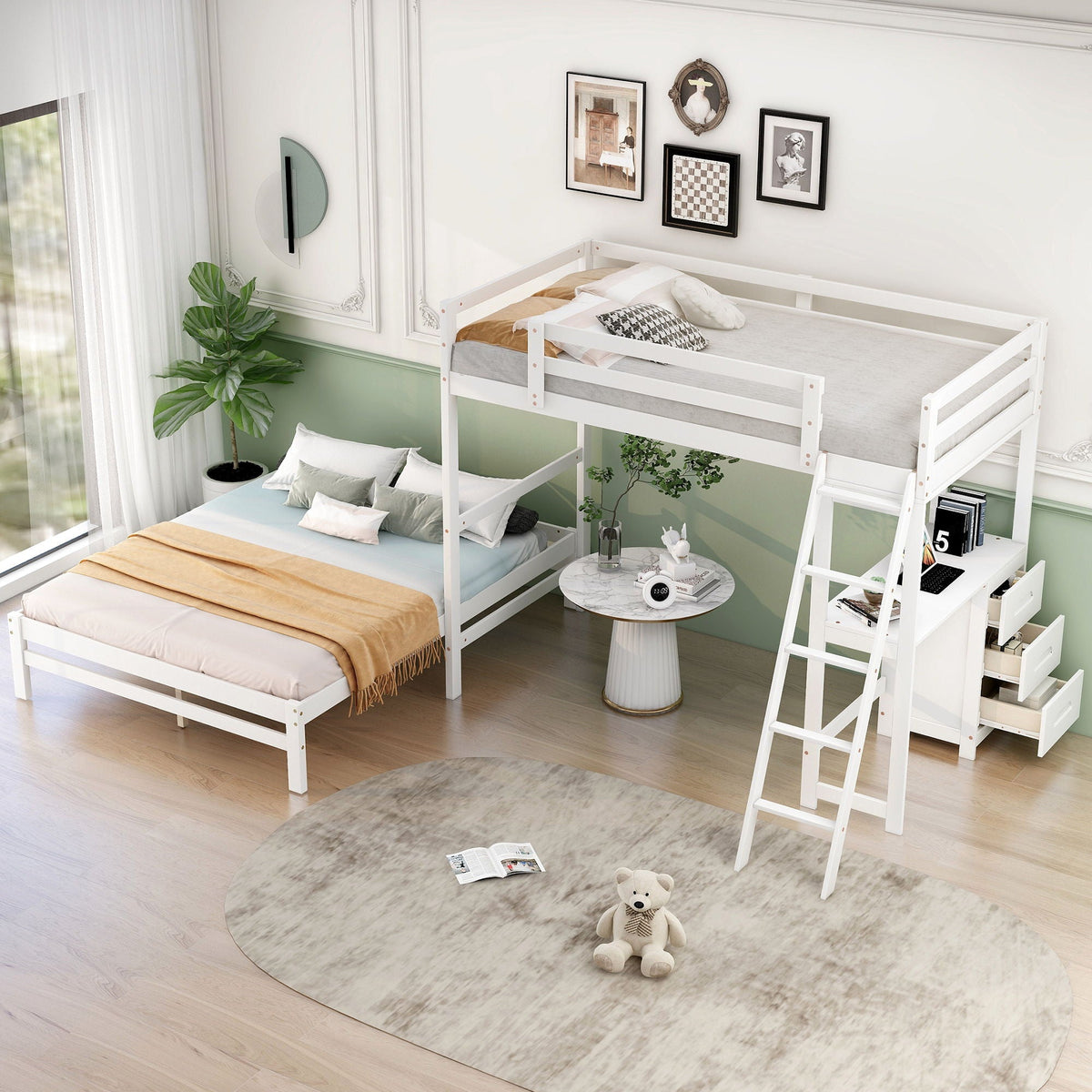 Bunk Bed With Built In Desk And 3 Drawers, photo 31 of 37