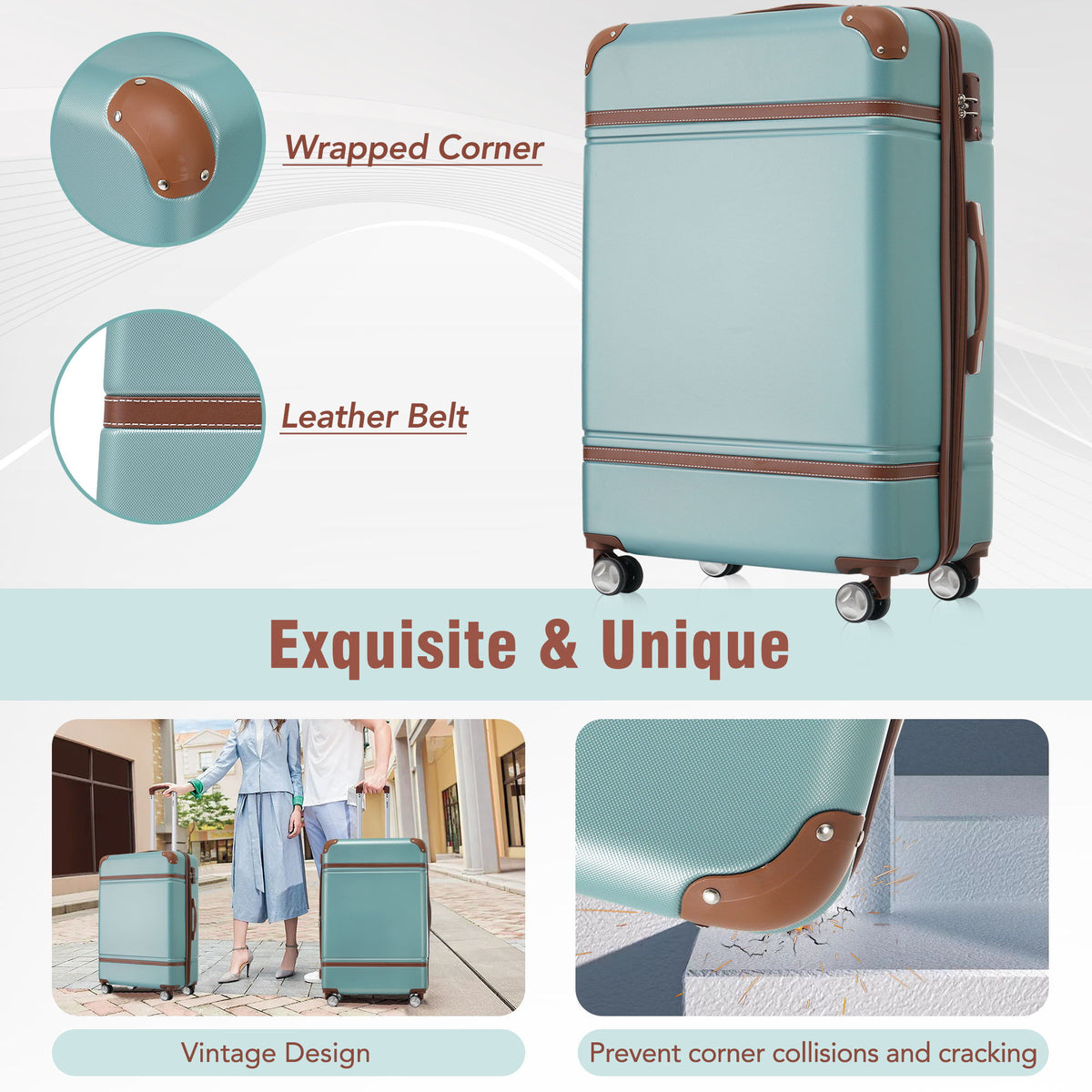 Hardshell Luggage Sets 3 Pieces 20" / 24" Luggages And Cosmetic Case Spinner Suitcase With Tsa Lock Lightweight, photo 36 of 40