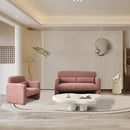 34" Lamb Fleece Fabric Sofa, Modern Single Sofa with Support Pillow for Apartment, Office, Living Room & Bedroom, Tool-Free Assembly.(Pink)