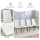 4 Dining Chair Set, White Dining Chair Set, PU Material High Back Seat and Sturdy Black Leg Chair for Dining Room, Kitchen and Living Room c-010