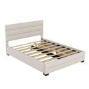 Queen Platform Bed With Twin Trundle And 2 Storage Drawers - Beige by HouseOfZazla