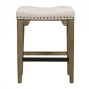 3-Piece Retro Dining Set Solid Wood Counter Height Pub Set Foldable Table with 2 Saddle Stools for Kitchen, Small Space (Distressed Brown)