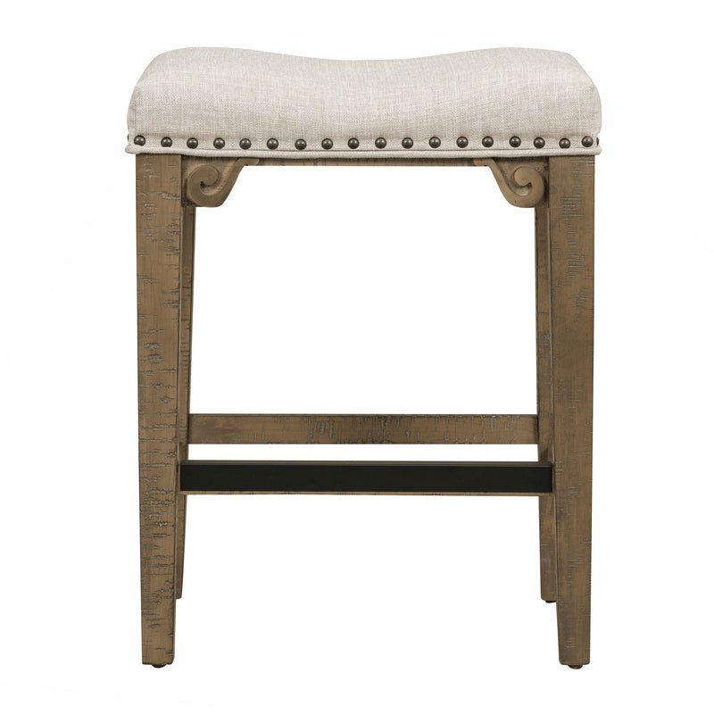 3-Piece Retro Dining Set Solid Wood Counter Height Pub Set Foldable Table with 2 Saddle Stools for Kitchen, Small Space (Distressed Brown)