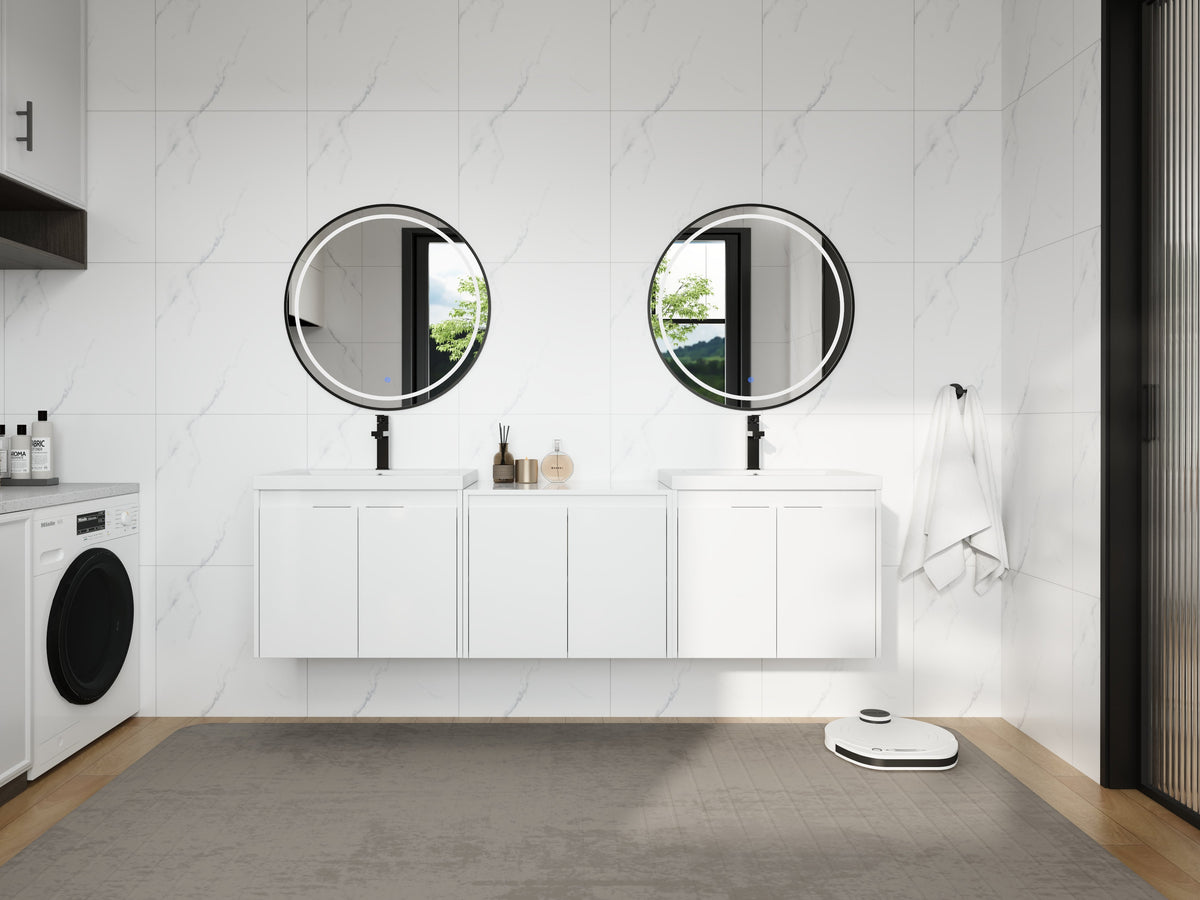 72" Bathroom Vanity With Resin Sink, Soft Close Doors and 1-Side Cabinet, photo 3 of 10