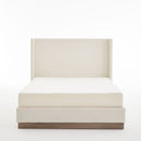 Hosford - Minimalist Upholstered Wingback Bed With Wood Base Platform