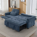 2-in-1 Sofa 82' Three-seater Sofa with Sofa Bed and Reversible Recliner, Blue Chenille