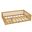 Montessori Floor Bed with Safety Guardrails - Pine Wood