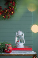 Christmas Plastic / Resin Lantern With Snowman & Tree LED / Water Spinning / 6 Hours Timer, 3*AA Batteries Required - White / Multi by Unique Piece Furniture