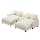 Sectional Sofa Upholstered Sofa With Two Removable Ottoman, Two USB Ports, Two Cup Holders And Large Storage Box For Living Room by HouseOfZazla
