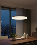 Edge-Lit 16"W 1-Light Round LED Ribbon Chandelier Light Fixture Brushed Nickel Finish