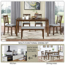 6 Pieces Kitchen Dining Set, Rectangular Wooden Dining Table With 4 Upholstered Chairs And A Bench by Unique Piece Furniture