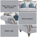 Pelumi - Loveseat With 5 Pillows - Light Gray Linen & Platinum