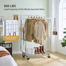 Heavy Duty Double Clothing Garment Rack With Shelves - Silver by HouseOfZazla