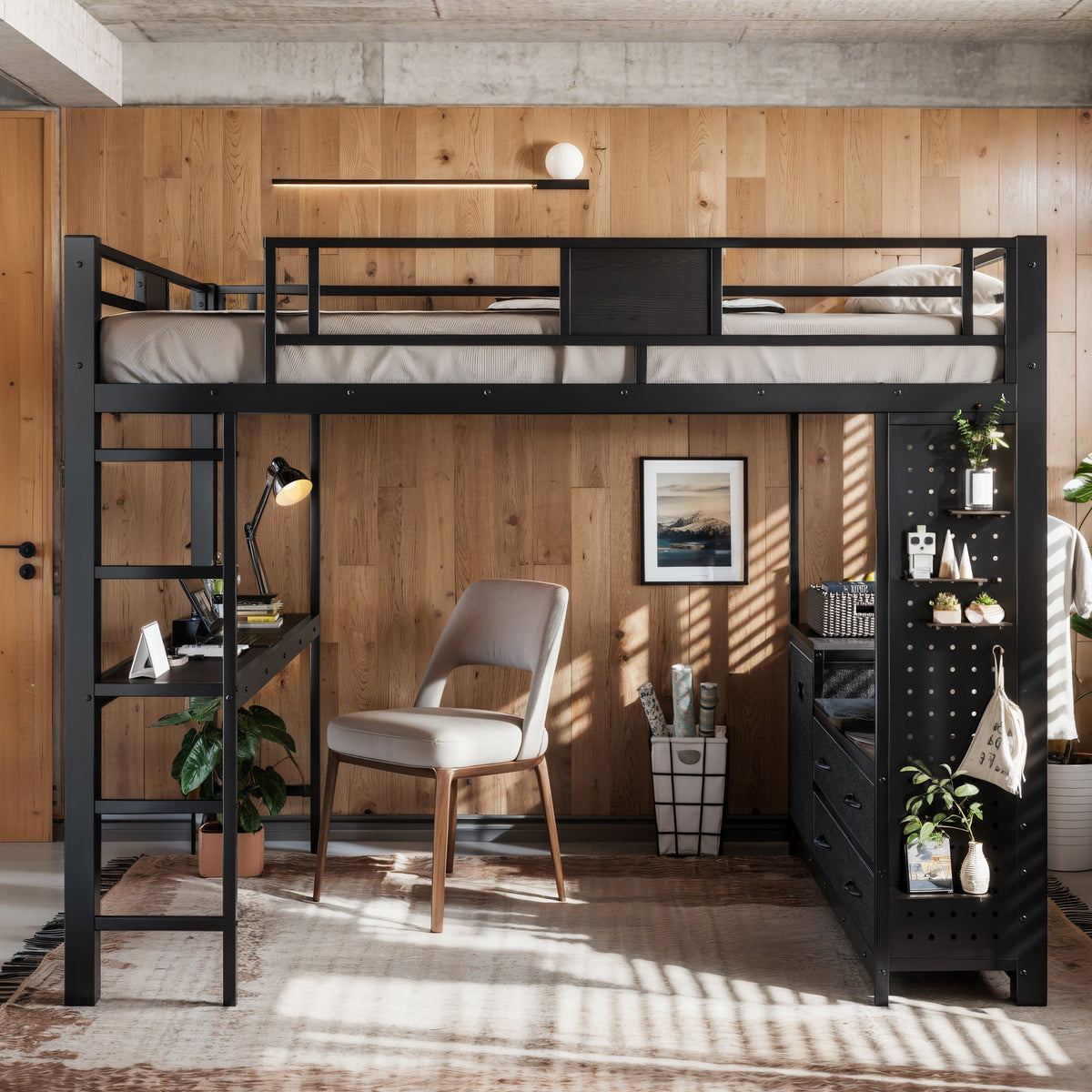 Queen Size Loft Bed with Desk & Shelves, photo 2 of 10