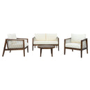 Outdoor 4-Piece Sofa Set, Acacia Wood Frame with Rope Detail