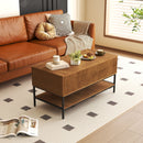 Rectangle Lift Top Coffee Table With Hidden Storage And Lower Shelf - Brown by HouseOfZazla