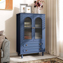 46.5'' Glass Display Cabinet with Ribbed Glass Doors
