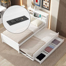 Platform Bed With Storage Headboard, USB, Trundle And 3 Drawers by HouseOfZazla