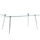Modern Rectangular Glass Dining Table For 4 - 6 People With Tempered Glass Countertop