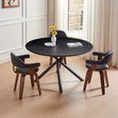 47.25" Round MDF Coffee Table End Table Short Leisure Tea Table Cross Legs Metal Base,BLACK