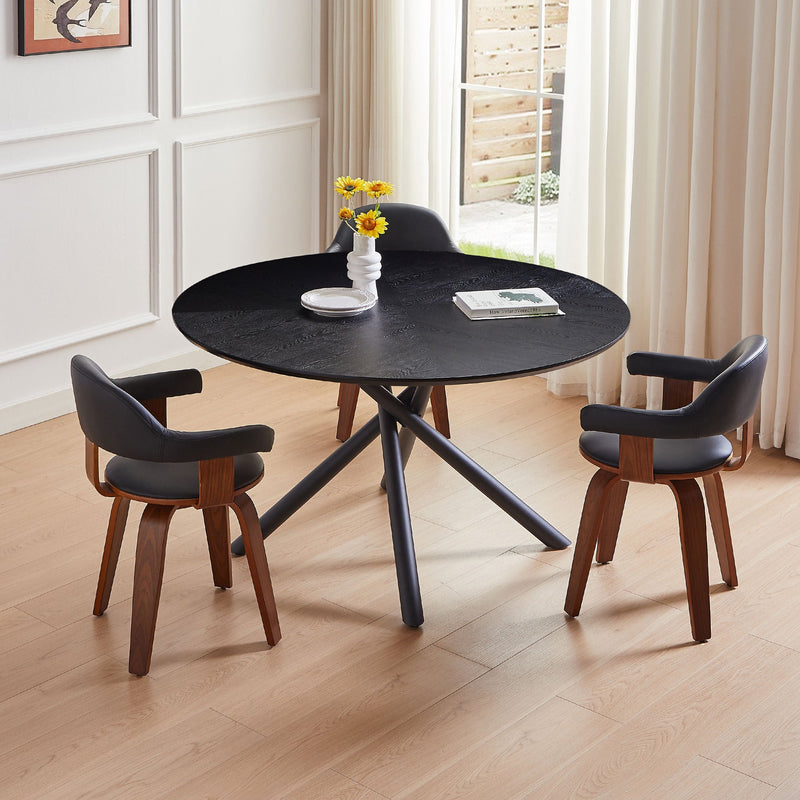 47.25" Round MDF Coffee Table End Table Short Leisure Tea Table Cross Legs Metal Base,BLACK