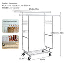 Heavy Duty Double Clothing Garment Rack With Shelves - Silver by HouseOfZazla