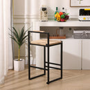 Stylish (Set of 2) Bar Stools With Backrest And Paper Rope Woven Seat, Counter Height Dining Chairs For Kitchen - Natural