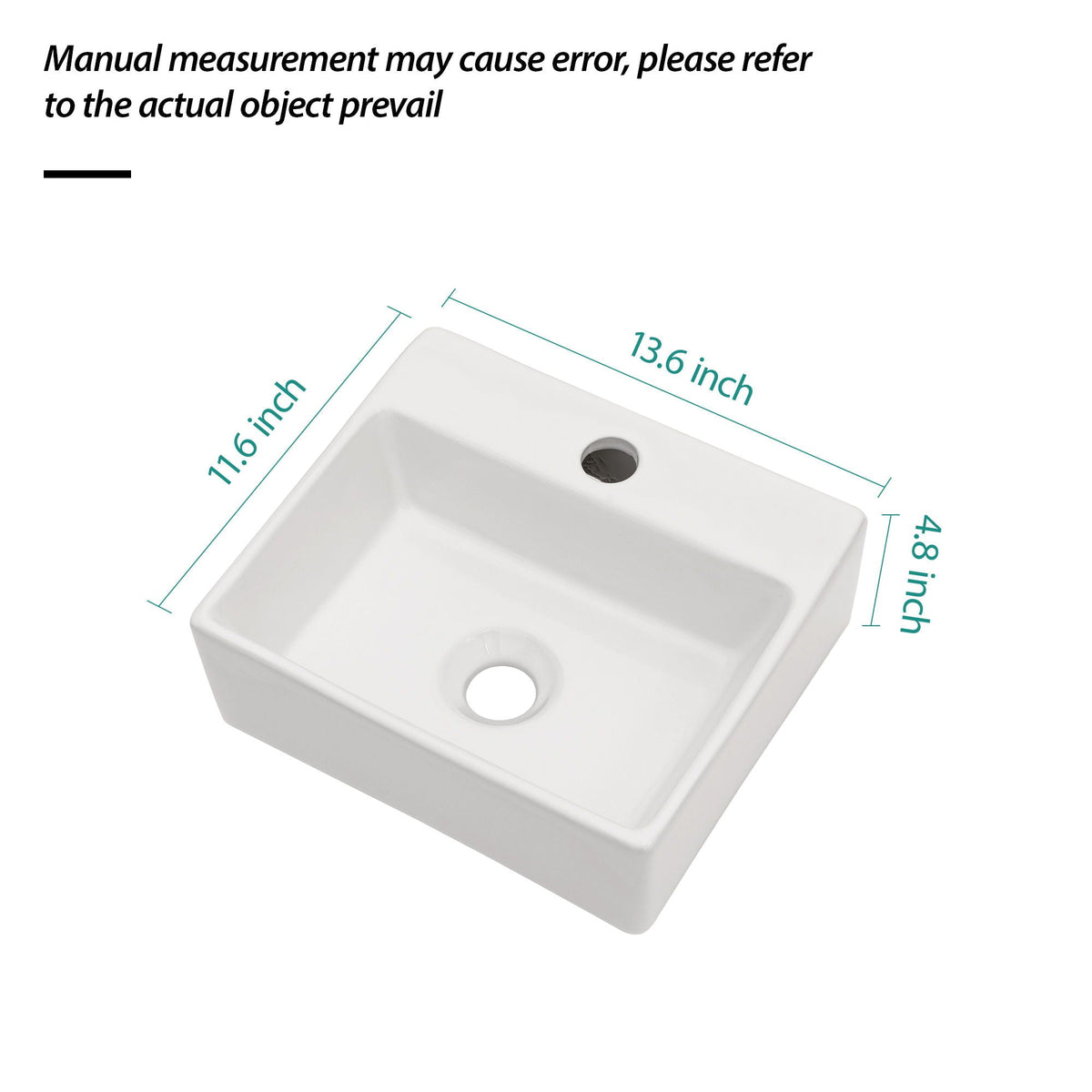 Ceramic Rectangle Wall Mount Bathroom Sink With Single Faucet Hole, photo 17 of 20