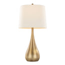 Pebble 29" Contemporary Metal Table Lamp Set in Gold with White Linen Shades - Set of 2