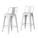 Curved Back Metal Stools Industrial Style Set of 2