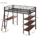 Loft Metal Bed With 3 Layers Of Shelves And Desk, Stylish Metal Frame Bed With board by Unique Piece Furniture